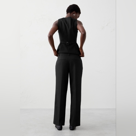 Banana Republic Double Weave Pleated Relaxed Straight Pants Black Size 2 $120 - Picture 3 of 13